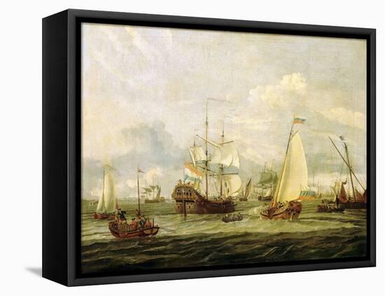 Peter the Great (1672-1725), Tsar of Russia, Inspecting a Boat in Amsterdam (Holland). Oil on Canva-Abraham Storck-Framed Premier Image Canvas