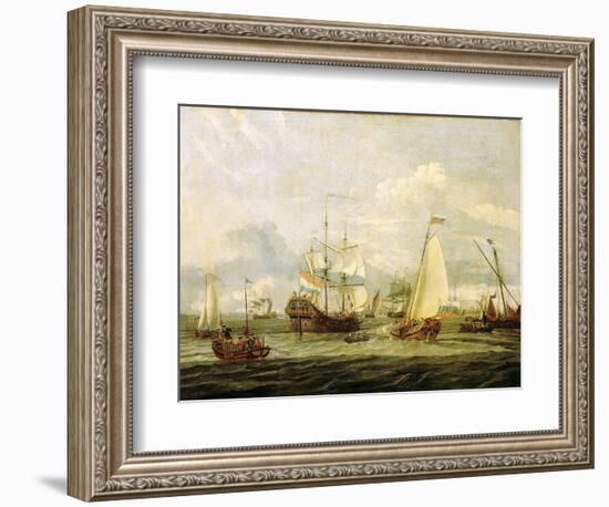 Peter the Great (1672-1725), Tsar of Russia, Inspecting a Boat in Amsterdam (Holland). Oil on Canva-Abraham Storck-Framed Giclee Print