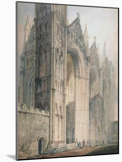 Peterborough Cathedral (W/C on Paper)-Thomas Girtin-Mounted Giclee Print