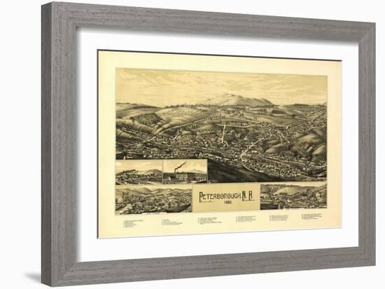 Peterborough, New Hampshire - Panoramic Map-Lantern Press-Framed Art Print