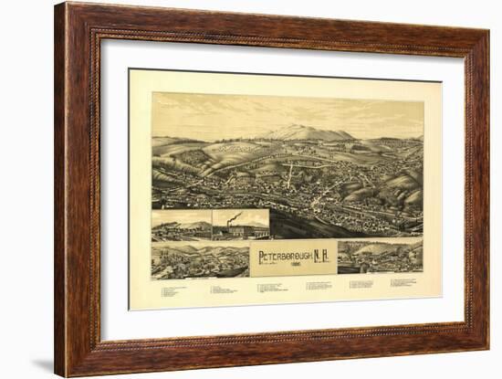 Peterborough, New Hampshire - Panoramic Map-Lantern Press-Framed Art Print