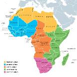 Africa Regions Map with Single Countries-PeterHermesFurian-Premium Photographic Print