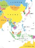 Asia, Continent, Main Regions, Political Map with Subregions-PeterHermesFurian-Photographic Print