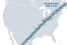 Great American Total Solar Eclipse of April 8, 2024. Map with Path of Totality-PeterHermesFurian-Photographic Print