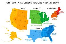 Map of United States Split into Census Regions and Divisions-PeterHermesFurian-Photographic Print