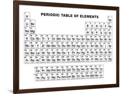 Periodic Table of Elements, Black and White' Photographic