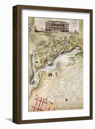 Peterhof, Russia: Elevation of the English Palace and Plan of the Park-Giacomo Quarenghi-Framed Giclee Print