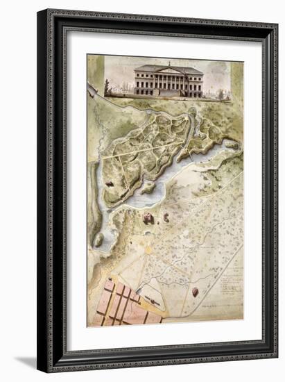 Peterhof, Russia: Elevation of the English Palace and Plan of the Park-Giacomo Quarenghi-Framed Giclee Print