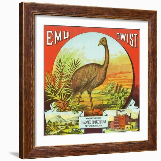 Petersburg, Virginia, Emu Twist Brand Tobacco Label-Lantern Press-Framed Art Print