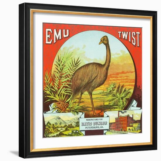 Petersburg, Virginia, Emu Twist Brand Tobacco Label-Lantern Press-Framed Art Print