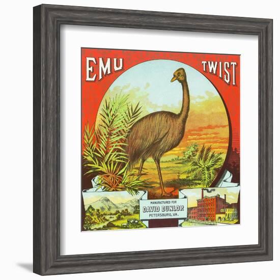 Petersburg, Virginia, Emu Twist Brand Tobacco Label-Lantern Press-Framed Art Print