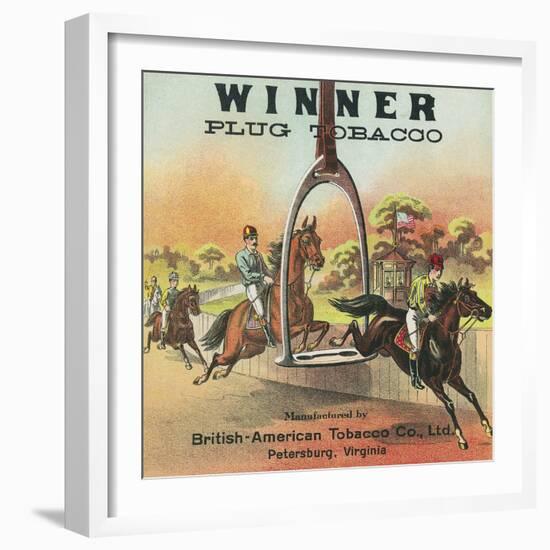 Petersburg, Virginia, Winner Brand Plug Tobacco Label-Lantern Press-Framed Art Print