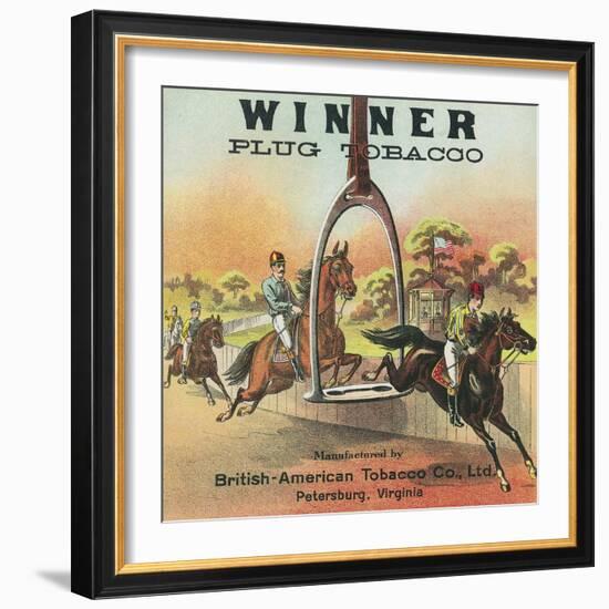 Petersburg, Virginia, Winner Brand Plug Tobacco Label-Lantern Press-Framed Art Print