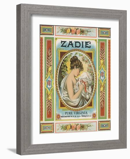 Petersburg, Virginia, Zadie Brand Tobacco Label-Lantern Press-Framed Art Print