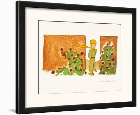Petit Prince et le Jardin de Roses-Antoine de Saint-Exupéry-Framed Art Print