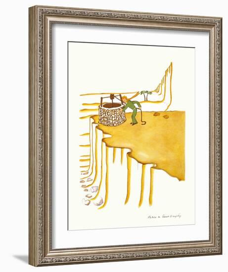 Petit Prince Fetching Water-Antoine de Saint-Exupéry-Framed Art Print