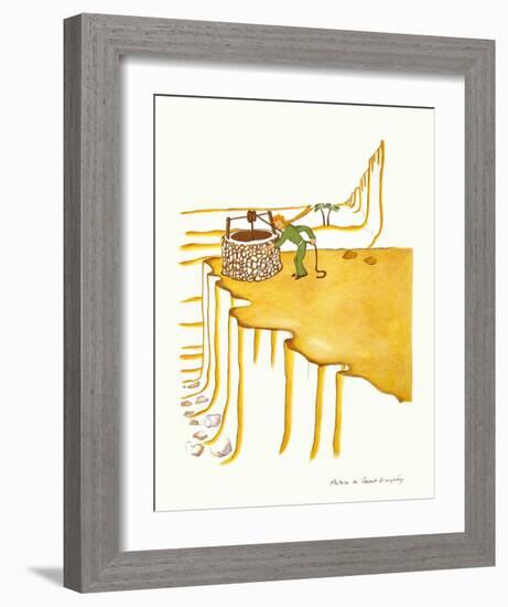 Petit Prince Fetching Water-Antoine de Saint-Exupéry-Framed Art Print