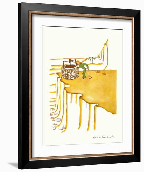 Petit Prince Fetching Water-Antoine de Saint-Exupéry-Framed Art Print