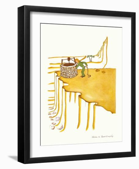 Petit Prince Fetching Water-Antoine de Saint-Exupéry-Framed Art Print