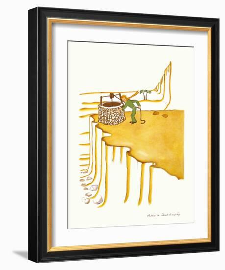 Petit Prince Fetching Water-Antoine de Saint-Exupéry-Framed Art Print