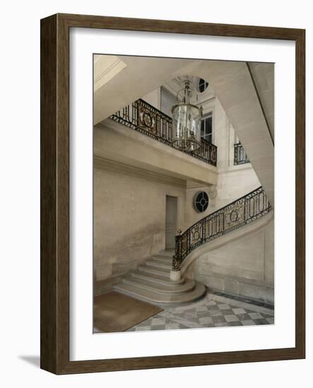 Petit Trianon: Vue du vestibule et de l'escalier, avec la rampe en fer forgé aux chiffres de-null-Framed Giclee Print