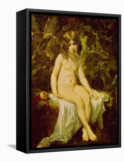 Petite Baigneuse. Peinture De Thomas Couture (1815-1879), Huile Sur Toile, 1849. Art Francais, 19E-Thomas Couture-Framed Premier Image Canvas