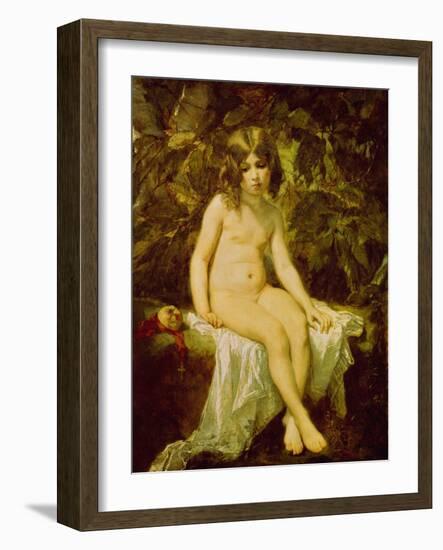 Petite Baigneuse. Peinture De Thomas Couture (1815-1879), Huile Sur Toile, 1849. Art Francais, 19E-Thomas Couture-Framed Giclee Print