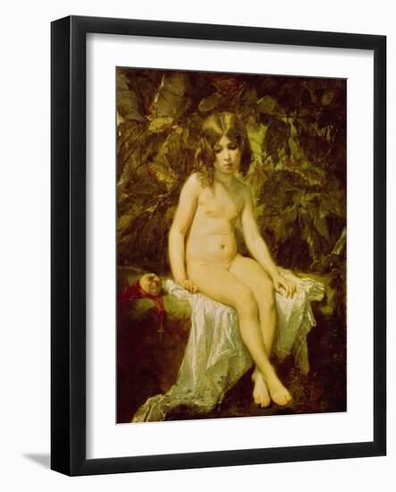 Petite Baigneuse. Peinture De Thomas Couture (1815-1879), Huile Sur Toile, 1849. Art Francais, 19E-Thomas Couture-Framed Giclee Print
