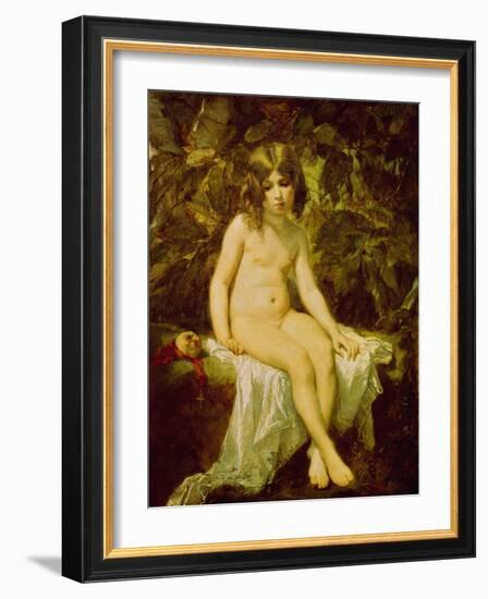 Petite Baigneuse. Peinture De Thomas Couture (1815-1879), Huile Sur Toile, 1849. Art Francais, 19E-Thomas Couture-Framed Giclee Print