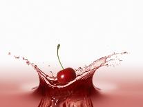 A Cherry Falling into Red Juice-Petr Gross-Photographic Print