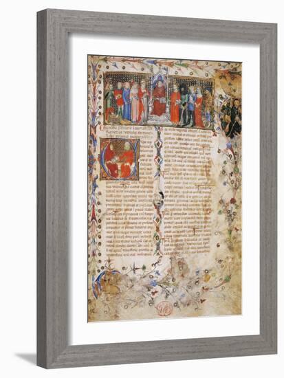 Petrarch on Throne Surrounded by Characters-Master of Latin Codex-Framed Art Print