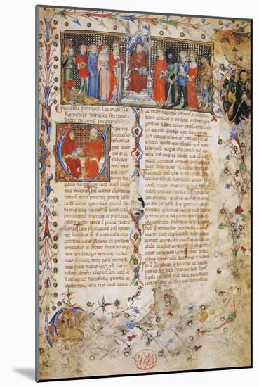 Petrarch on Throne Surrounded by Characters-Master of Latin Codex-Mounted Art Print