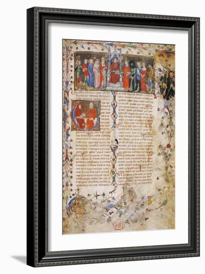 Petrarch on Throne Surrounded by Characters-Master of Latin Codex-Framed Art Print