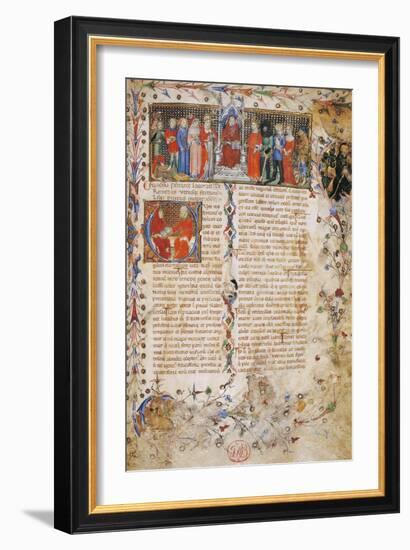 Petrarch on Throne Surrounded by Characters-Master of Latin Codex-Framed Art Print
