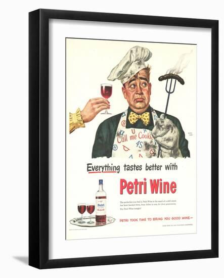 Petri Wine, Cooking BBQ Disasters, USA, 1940-null-Framed Giclee Print