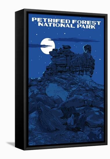 Petrified Forest National Park, Arizona - Night Sky-Lantern Press-Framed Stretched Canvas