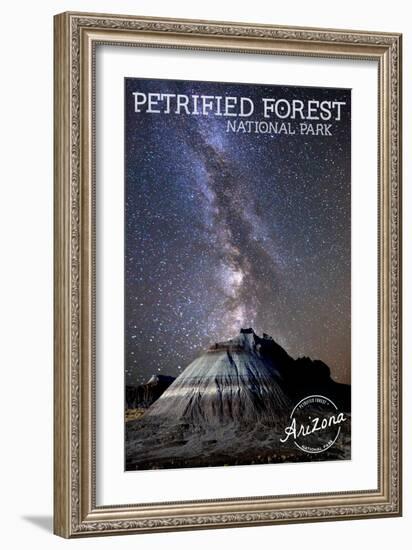 Petrified Forest National Park, Arizona - Painted Desert Night Sky-Lantern Press-Framed Art Print