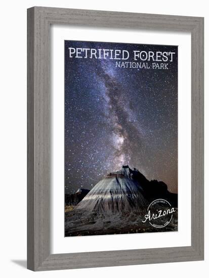 Petrified Forest National Park, Arizona - Painted Desert Night Sky-Lantern Press-Framed Art Print