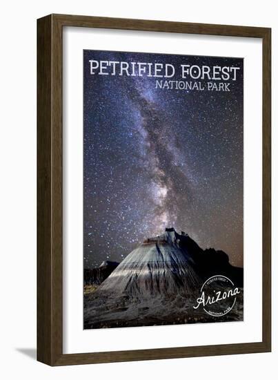 Petrified Forest National Park, Arizona - Painted Desert Night Sky-Lantern Press-Framed Art Print