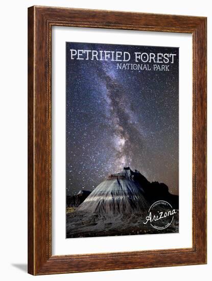 Petrified Forest National Park, Arizona - Painted Desert Night Sky-Lantern Press-Framed Art Print