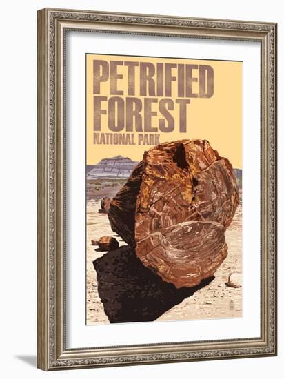 Petrified Forest National Park, Arizona - Petrified Wood Close Up-Lantern Press-Framed Art Print