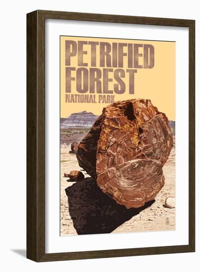 Petrified Forest National Park, Arizona - Petrified Wood Close Up-Lantern Press-Framed Art Print