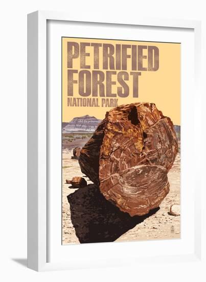 Petrified Forest National Park, Arizona - Petrified Wood Close Up-Lantern Press-Framed Art Print