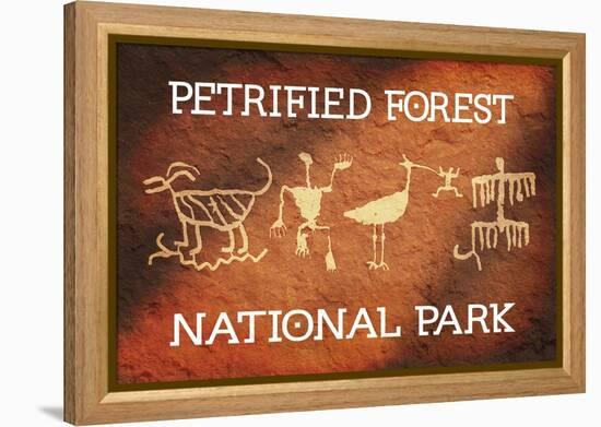 Petrified Forest National Park, Arizona - Petroglyphs-Lantern Press-Framed Stretched Canvas