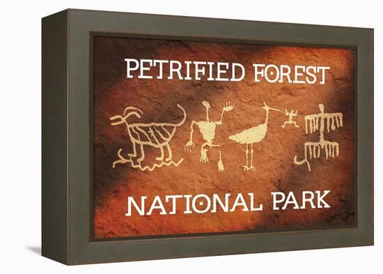Petrified Forest National Park, Arizona - Petroglyphs-Lantern Press-Framed Stretched Canvas