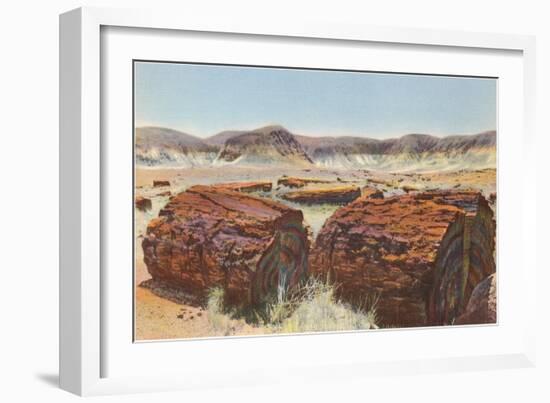 Petrified Wood in Desert-null-Framed Art Print