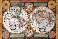 Antique Map, Terre Universelle, 1594-Petro Plancio-Framed Premium Giclee Print