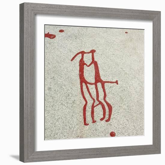 Petroglyph, Boat-Axe culture, pre-Viking, Vitlycke, Bohuslan, Sweden, Bronze Age-Werner Forman-Framed Photographic Print