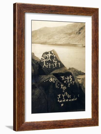 Petroglyphs at Buffalo Rock on the Snake River, Circa 1939-null-Framed Giclee Print