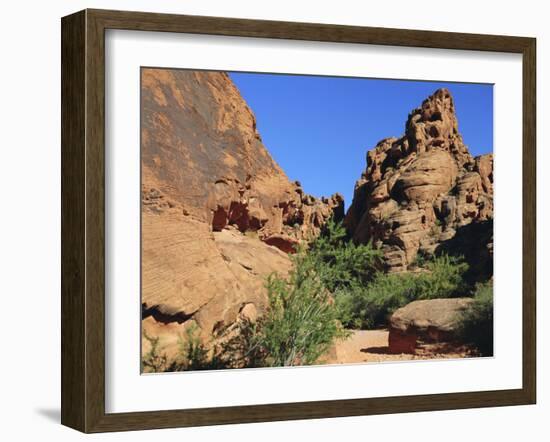 Petroglyphs Drawn in Sandstone by Anasazi Indians Around 500 Ad, Valley of Fire State Park, Nevada-Fraser Hall-Framed Photographic Print